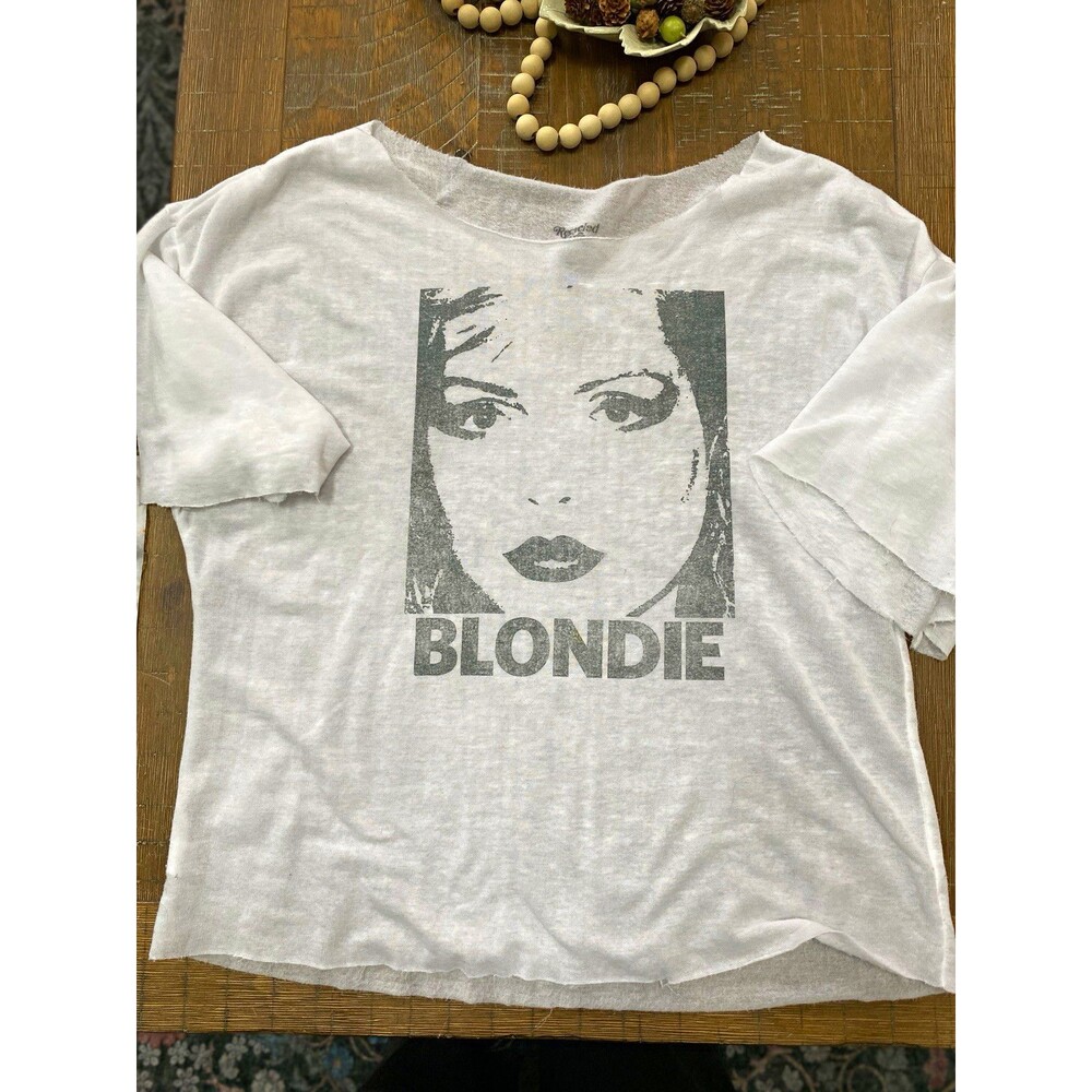 Recycled Karma Womens L White Blondie Graphic Print Crew Neck Cotton Tee